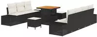 vidaXL Gartensofa-set mit Kissen 10 pcs Schwarz Poly-Rattan