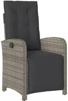 vidaXL 9-tlg. Garten-Essgruppe mit Kissen Grau Poly Rattan