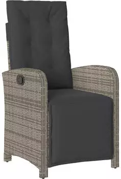 vidaXL Garten-Essgruppe 9-tlg. mit Kissen, Poly Rattan, Grau (3212247)
