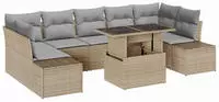 vidaXL Garten-Sofa-Set mit Kissen 8 pcs Beige und Hellgrau