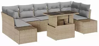 vidaXL Garten-Sofa-Set mit Kissen 8-teilig Beige/Hellgrau (3357873)