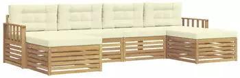 vidaXL Gartenlounge-Set 6-tlg. Akazienholz Wei&szlig;/Creme (3390915)