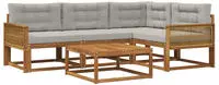 Outdoor-sofagarnitur Mit Kissen 5 Pcs Natur Und Hellgrau Vidaxl