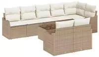 vidaXL Gartensofa-set mit Speicher 9 pcs Beige und Wei&szlig; Poly-Rattan