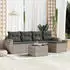 vidaXL Garten-Sofagarnitur 6-tlg. mit Kissen, Poly Rattan, Grau (3221299)