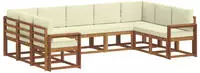 vidaXL Outdoor-Sofagarnitur mit Kissen 9 pcs Natur und Creme