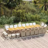 21-tlg. Garten-essgruppe Mit Kissen Poly Rattan Beige Vidaxl