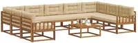 vidaXL Outdoor-Sofagarnitur mit Kissen 10 pcs Natur und Beige