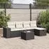 vidaXL Garten-Sofagarnitur 6-tlg. mit Kissen, Poly Rattan, Schwarz (3325672)