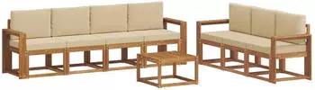 vidaXL Outdoor-Sofagarnitur 8-Tlg. mit Kissen, Natur & Beige (3366121)