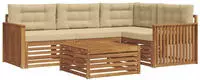 vidaXL Outdoor-Sofagarnitur mit Kissen 5 pcs Natur und Beige