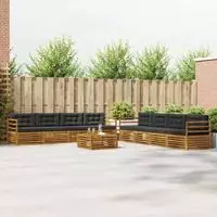 vidaXL Outdoor-Sofagarnitur mit Kissen 9 pcs Natur und Anthrazit