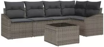vidaXL Garten-Essgruppe 5-teilig mit Kissen Poly-Rattan (3355398)