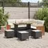 vidaXL Gartensofa-Set mit Kissen 9-tlg. Poly-Rattan Schwarz/Creme (3365260)