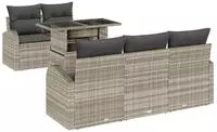 vidaXL Gartensofa-set mit Kissen 6 pcs Hellgrau Poly Rattan
