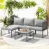 Svita Detroit Modulares Polyrattan Ecksofa-Set mit Tisch und Kissen, Grau (91971)