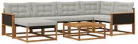 vidaXL Outdoor-Sofagarnitur mit Kissen 7 pcs Nat&uuml;rlich und Hellgrau