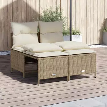 vidaXL Garten-Sofagarnitur 4-tlg. mit Kissen Grau Poly Rattan (368373)