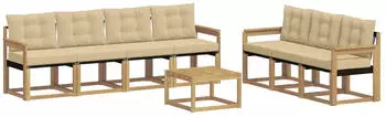 vidaXL Outdoor-Sofagarnitur mit Kissen 8-tlg., Wei&szlig;/Beige (3389279)