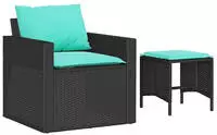 4-tlg. Garten-sofagarnitur Mit Kissen Schwarz Poly Rattan Vidaxl