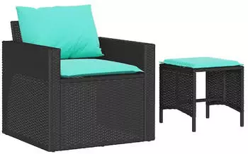 vidaXL Gartenlounge-Set 4-tlg. mit Kissen, Poly Rattan, Schwarz (366367)