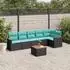 vidaXL Gartensofa-Set 7-teilig mit Kissen, Polyrattan Schwarz (3225994)