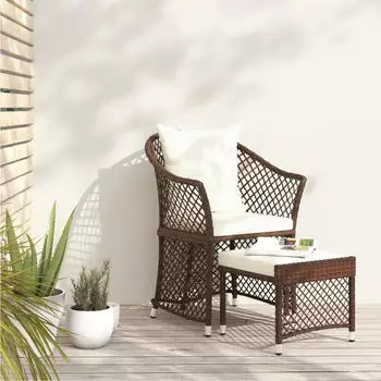 vidaXL Garten-Lounge-Set 2-tlg. mit Kissen Poly Rattan Braun (319686)
