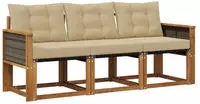 Vidaxl Outdoor Sofa Set With Cushion 3 Pcs Natural And Beige