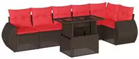 vidaXL 7-teiliges Gartensofa-Set mit Kissen, braun, Polyrattan