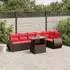 vidaXL Gartensofa-Set 7-teilig mit Kissen, Polyrattan, Braun (3268554)