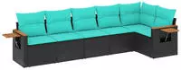 vidaXL 6-tlg. Garten-Sofagarnitur mit Kissen Schwarz Poly Rattan