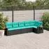 vidaXL Garten-Sofagarnitur 6-tlg. mit Kissen, Poly Rattan, Schwarz (3226827)