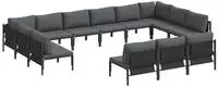 vidaXL Gartensofa-set mit Kissen 13 pcs Schwarz Stahl