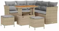 vidaXL Gartensofa-set 8 pcs Beige Poly-Rattan