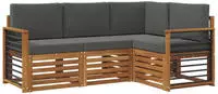 Vidaxl Outdoor Sofa Set 4 Pcs Natural And Anthracite Solid Acacia Wood