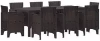 vidaXL Garten Essgruppe 9 pcs Braun Polypropylen
