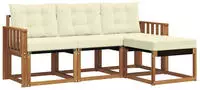 Vidaxl Outdoor Sofa Set With Cushion 4 Pcs Natural And Cream