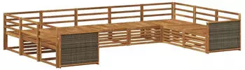 vidaXL Garten-Sofagarnitur 9-tlg. Akazie Massivholz Natur (3383827)