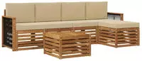 Outdoor-sofagarnitur Mit Kissen 6 Pcs Natur Und Beige Vidaxl