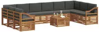 vidaXL Outdoor-Sofagarnitur mit Kissen 11 pcs Natur und Anthrazit