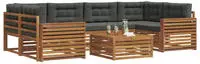 vidaXL Outdoor-Sofagarnitur mit Kissen 7 pcs Natur und Anthrazit
