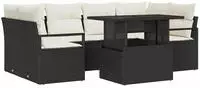 vidaXL Gartensofa-set mit Speicher 7 pcs Schwarz Poly-Rattan