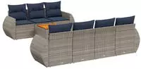 vidaXL 8-teiliges Gartensofa-Set mit Kissen, grau, Polyrattan