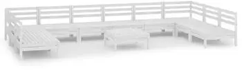 vidaXL Garten-Lounge-Set 11-tlg. Wei&szlig; Massivholz Kiefer (3083430)