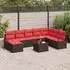 vidaXL Sofa-Set mit Kissen und Stauraum, 9-tlg., Poly-Rattan, Braun (3359243)