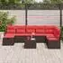 vidaXL Sofa-Set mit Kissen und Stauraum, 9-tlg., Poly-Rattan, Braun (3359243)