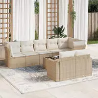 vidaXL 8-tlg. Garten-Sofagarnitur mit Kissen Braun Poly Rattan