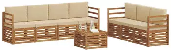 vidaXL Garten-Lounge-Set 8-tlg. Akazienholz Natur/Beige (3374473)