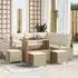 vidaXL Garten-Sofa-Set mit Kissen und Stauraum, 9-teilig, Beige, Poly Rattan/Akazie (3364481)