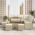 vidaXL Garten-Sofa-Set mit Kissen und Stauraum, 9-teilig, Beige, Poly Rattan/Akazie (3364481)